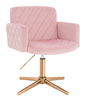 FOTEL HR802CROSS PUDROWY RÓŻ WELUR ZŁOTA PODSTAWA