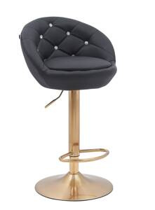 FOTEL HR948W CZARNY EKOSKÓRA ZŁOTA PODSTAWA