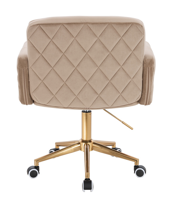 FOTEL HR802K LATTE WELUR ZŁOTA PODSTAWA