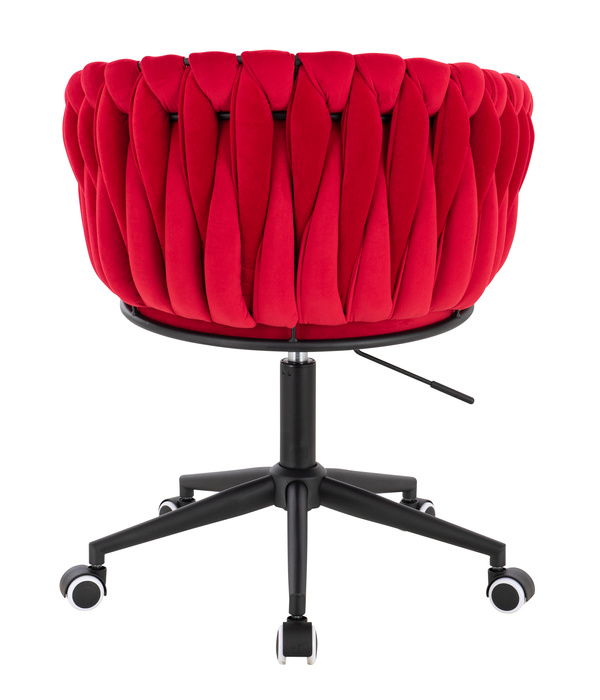 FOTEL HR750K CZERWONY WELUR CZARNA PODSTAWA