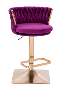 FOTEL HR450KW FUKSJA WELUR ZŁOTA PODSTAWA