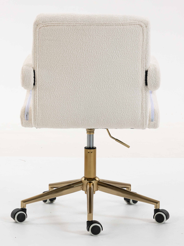 FOTEL HR8404K KREMOWY BARANEK ZŁOTA PODSTAWA