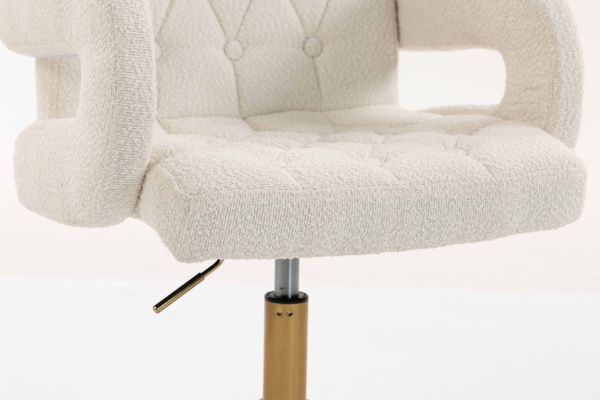 FOTEL HR8404K KREMOWY BARANEK ZŁOTA PODSTAWA
