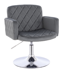 FOTEL HR802N GRAFITOWY WELUR CHROMOWANA PODSTAWA