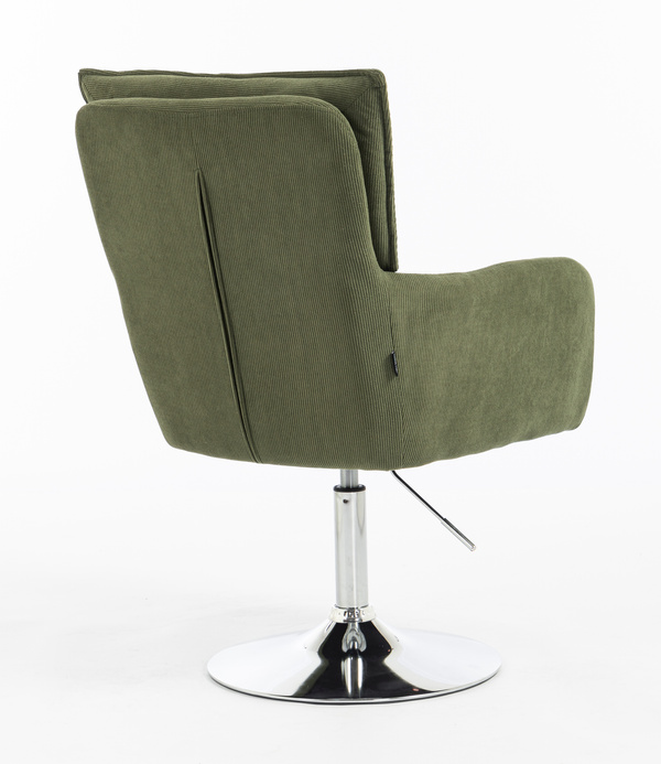 HOKER HR250N ZIELONY SZAŁWIA PREMIUM CORD SZTRUKS CHROMOWANA PODSTAWA