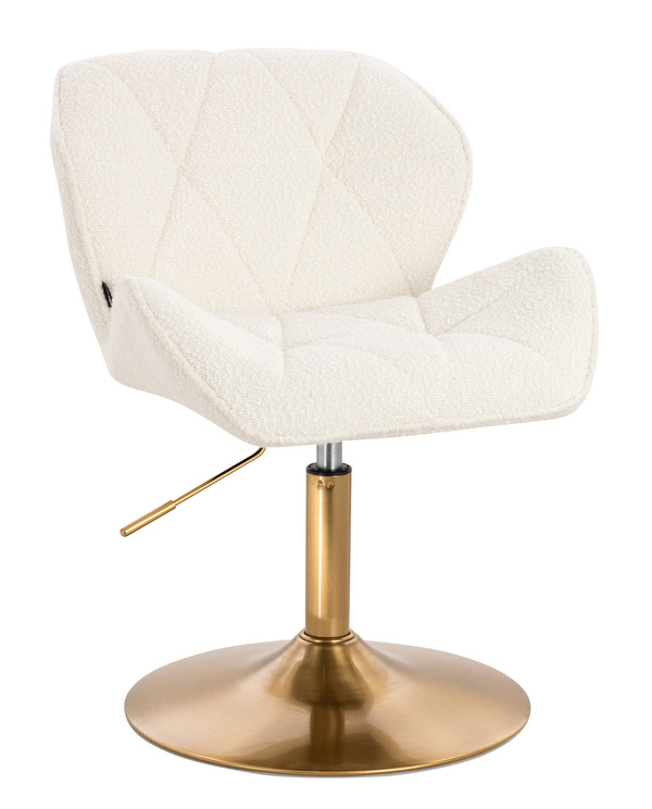 FOTEL HR111N KREMOWY BARANEK ZŁOTA PODSTAWA