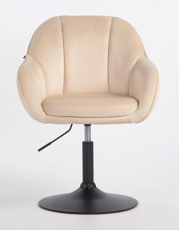 FOTEL HR2055N KREMOWY WELUR CZARNA PODSTAWA