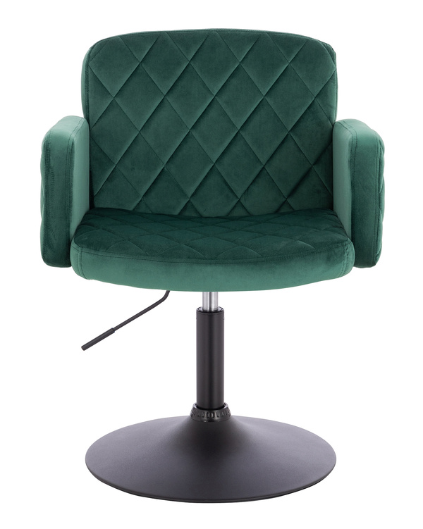 FOTEL HR802N BUTELKOWA ZIELEŃ WELUR CZARNA PODSTAWA