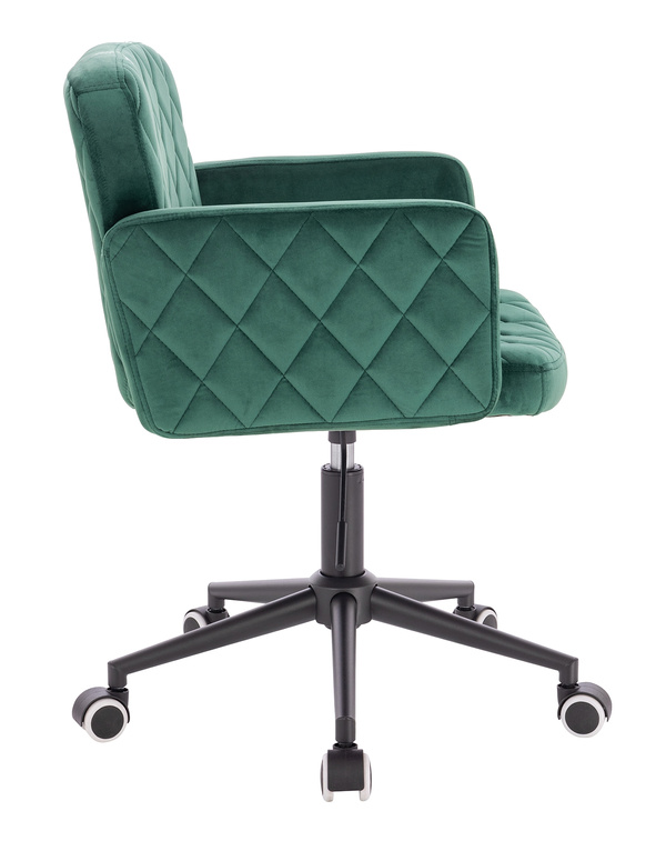 FOTEL HR802K BUTELKOW ZIELEŃ WELUR CZARNA PODSTAWA