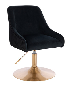 FOTEL HR920N CZARNY WELUR ZŁOTA PODSTAWA