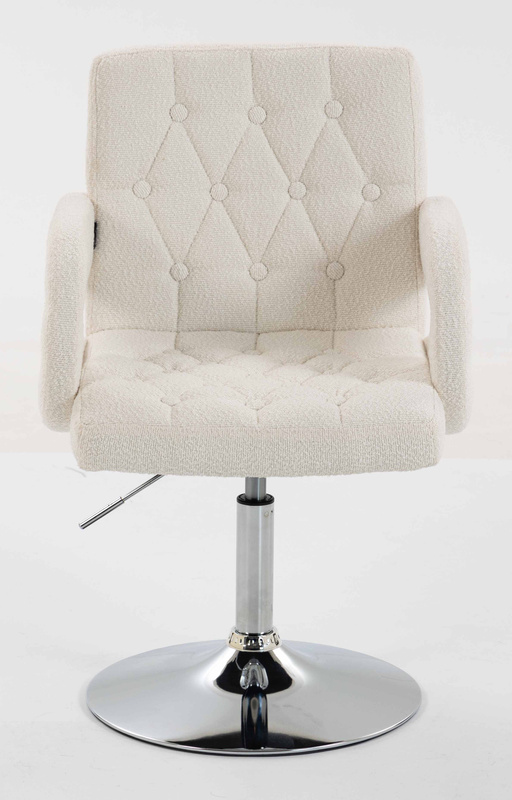 FOTEL HR8404N KREMOWY BARANEK CHROMOWANA PODSTAWA