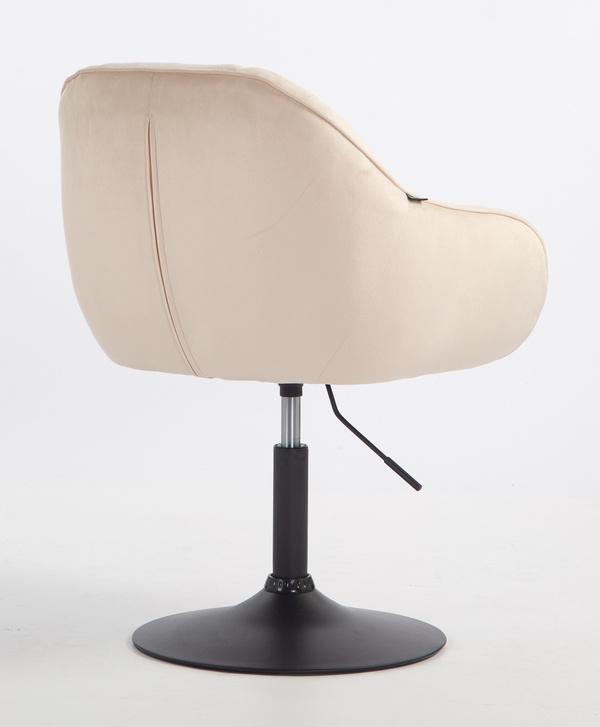 FOTEL HR2055N KREMOWY WELUR CZARNA PODSTAWA