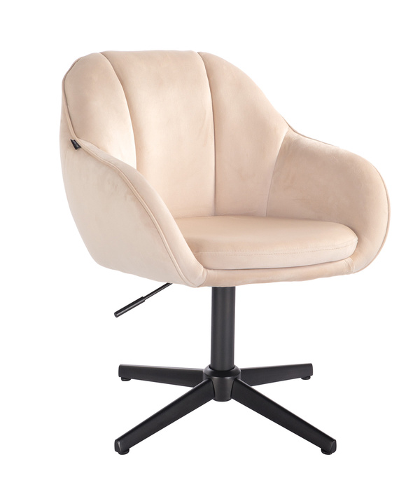 FOTEL HR2055CROSS KREMOWY WELUR CZARNA PODSTAWA