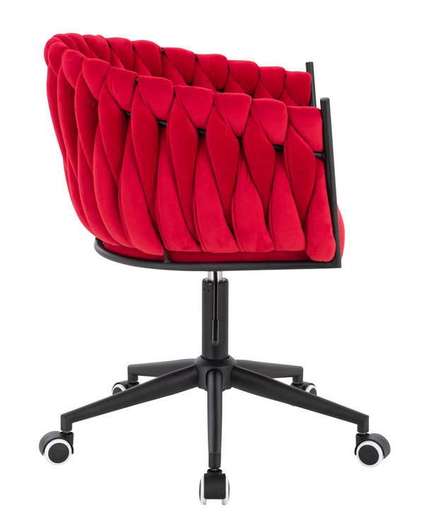 FOTEL HR750K CZERWONY WELUR CZARNA PODSTAWA