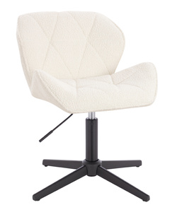 FOTEL HR111CROSS KREMOWY BARANEK CZARNA PODSTAWA