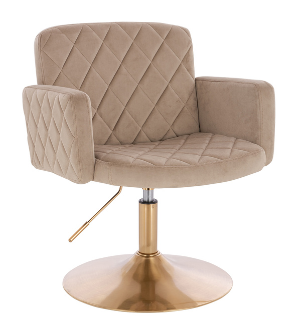 FOTEL HR802N LATTE WELUR ZŁOTA PODSTAWA