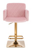 FOTEL HR802KW PUDROWY RÓŻ WELUR ZŁOTA PODSTAWA