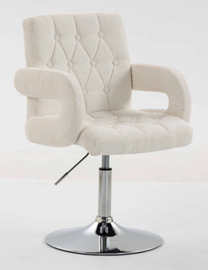 FOTEL HR8404N KREMOWY BARANEK CHROMOWANA PODSTAWA