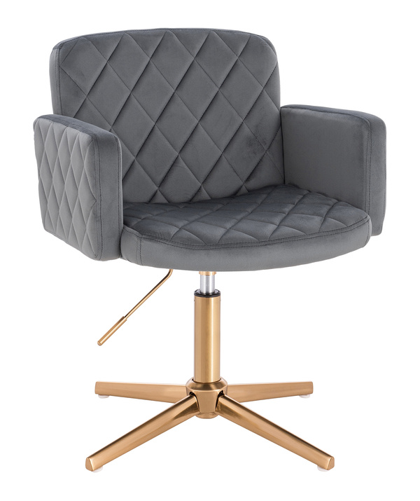 FOTEL HR802CROSS GRAFITOWY WELUR ZŁOTA PODSTAWA