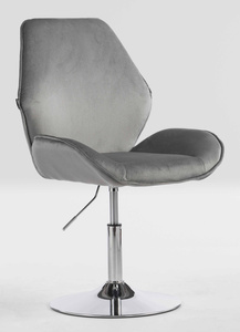 FOTEL HR350N STALOWY WELUR CHROMOWANA PODSTAWA