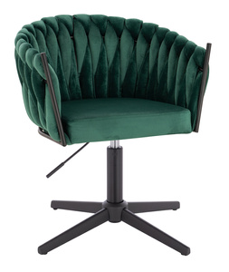 FOTEL HR750CROSS BUTELKOWA ZIELEŃ WELUR CZARNA PODSTAWA