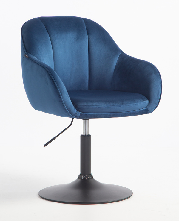 FOTEL HR2055N CIEMNE MORZE WELUR CZARNA PODSTAWA