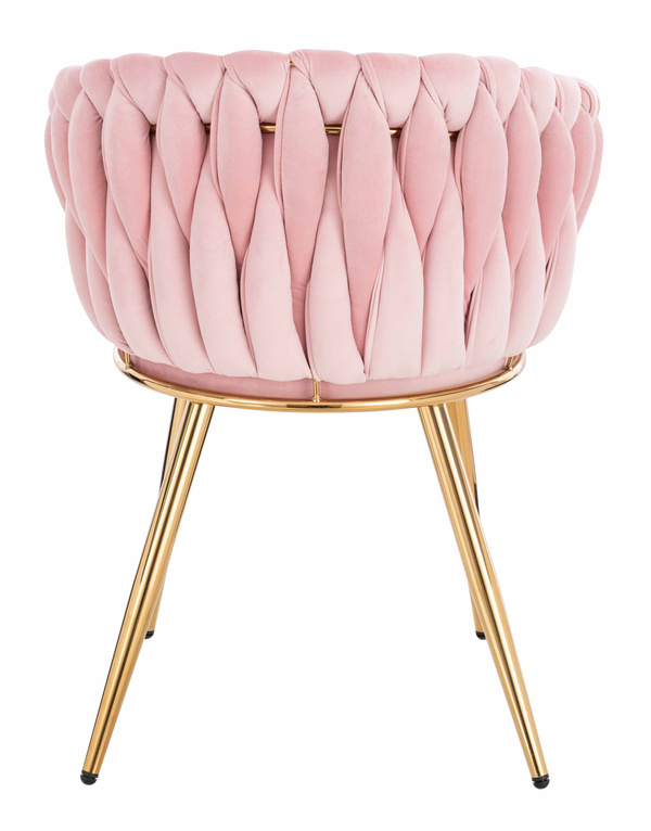 HR750 KRZESŁO ZŁOTE NOGI PUDROWY RÓŻ WELUR