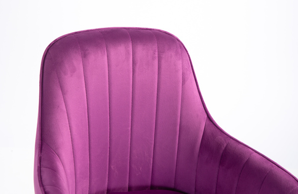 FOTEL HR2022K FUKSJA WELUR ZŁOTA PODSTAWA