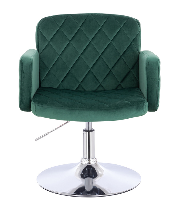 FOTEL HR802N BUTELKOWA ZIELEŃ WELUR CHROMOWANA PODSTAWA
