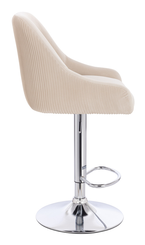 FOTEL HR920W KREMOWY WELUR CHROMOWANA PODSTAWA