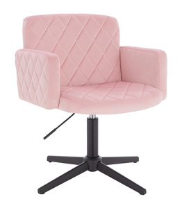 FOTEL HR802CROSS PUDROWY RÓŻ WELUR CZARNA PODSTAWA