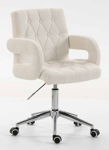 FOTEL HR8404K KREMOWY BARANEK CHROMOWANA PODSTAWA