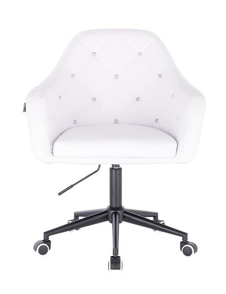 FOTEL HC830 BIAŁA SKÓRA CZARNY MAT KÓŁKA
