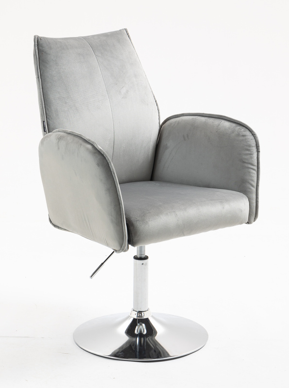 FOTEL HR280N STALOWY WELUR CHROMOWANA PODSTAWA