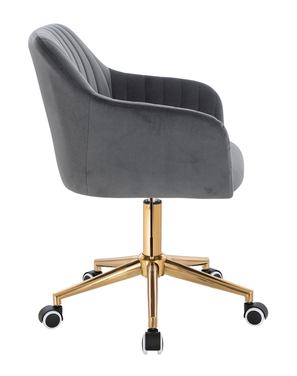 FOTEL HR190K GRAFITOWY WELUR ZŁOTA PODSTAWA