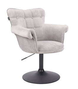 FOTEL HR804CN STALOWY WELUR CZARNA PODSTAWA