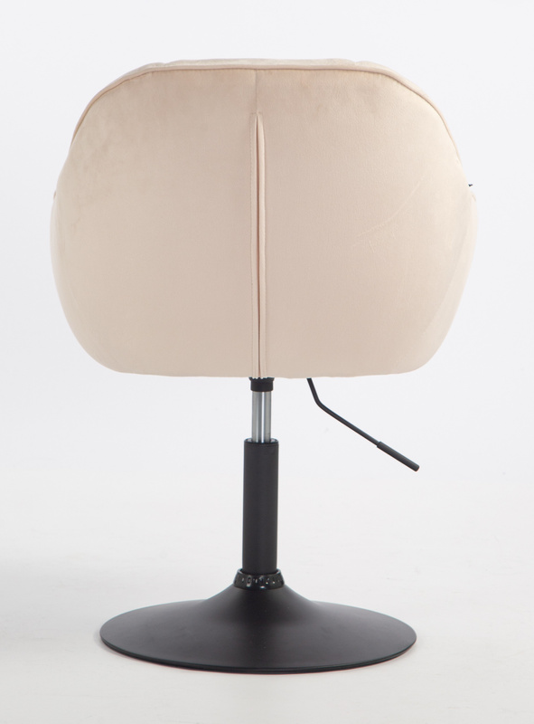 FOTEL HR2055N KREMOWY WELUR CZARNA PODSTAWA