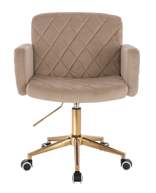 FOTEL HR802K LATTE WELUR ZŁOTA PODSTAWA