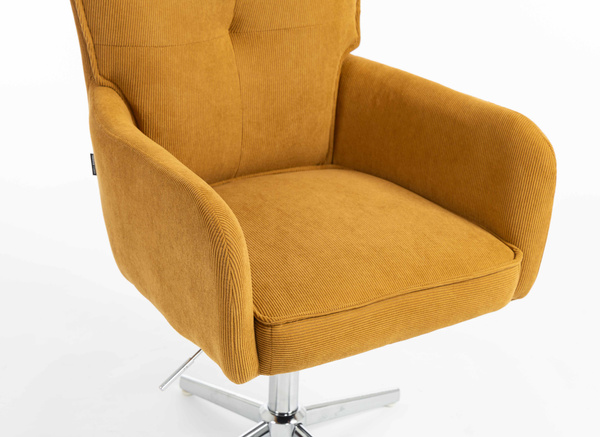 HOKER HR250CROSS ŻÓŁTY CURRY PREMIUM CORD SZTRUKS CHROMOWANA PODSTAWA