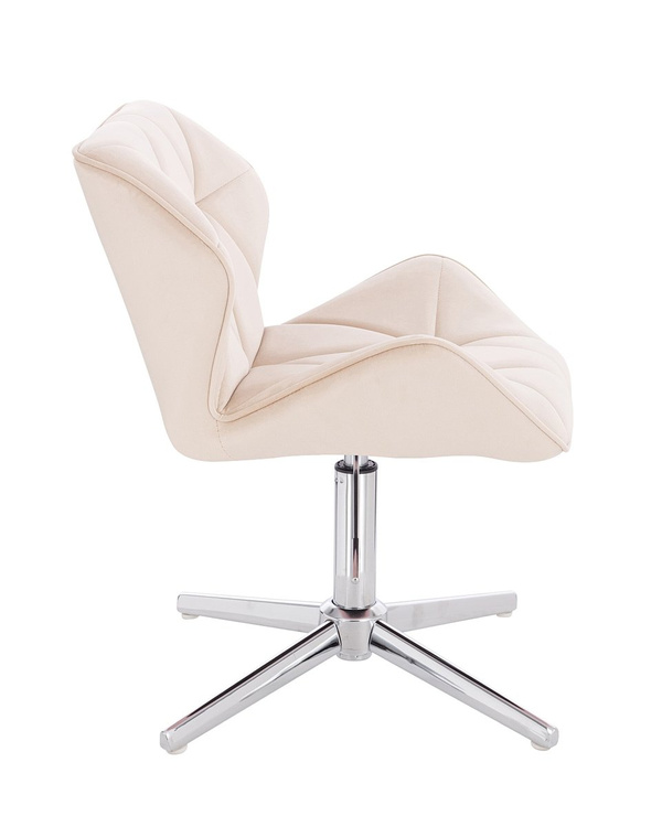 FOTEL HR111CROSS KREMOWY WELUR CHROMOWANA PODSTAWA