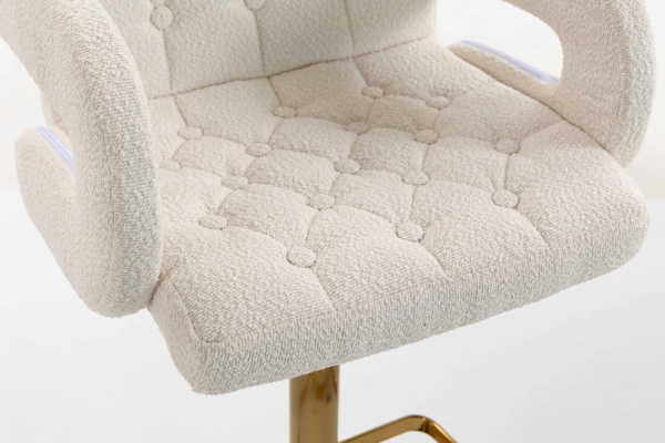 FOTEL HR8404KW KREMOWY BARANEK ZŁOTA PODSTAWA