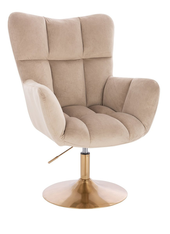 FOTEL HR650N LATTE WELUR ZŁOTA PODSTAWA