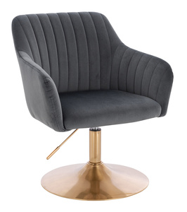 FOTEL HR190N GRAFITOWY WELUR ZŁOTA PODSTAWA