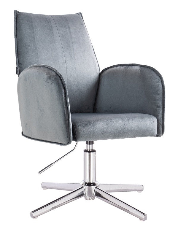 FOTEL HR280CROSS GRAFITOWY WELUR CHROMOWANA PODSTAWA