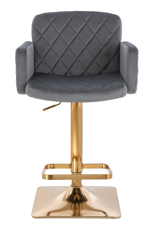 FOTEL HR802KW GRAFITOWY WELUR ZŁOTA PODSTAWA