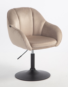 FOTEL HR2055N LATTE WELUR CZARNA PODSTAWA