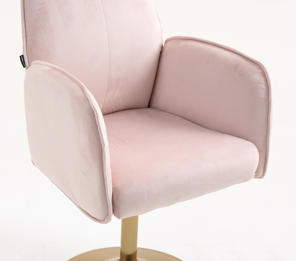 FOTEL HR280N PUDROWY RÓŻ WELUR ZŁOTA PODSTAWA