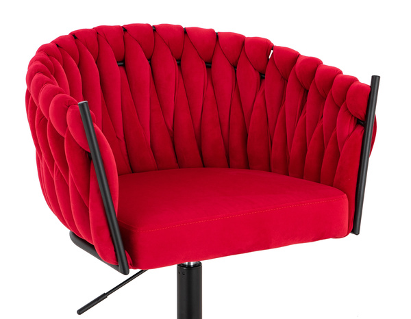 FOTEL HR750CROSS CZERWONY WELUR CZARNA PODSTAWA