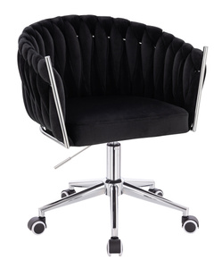 FOTEL HR750K CZARNY WELUR CHROMOWANA PODSTAWA