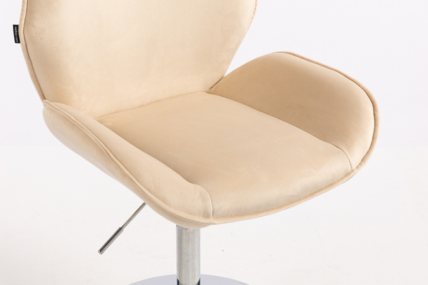 FOTEL HR350N KREMOWY WELUR CHROMOWANA PODSTAWA